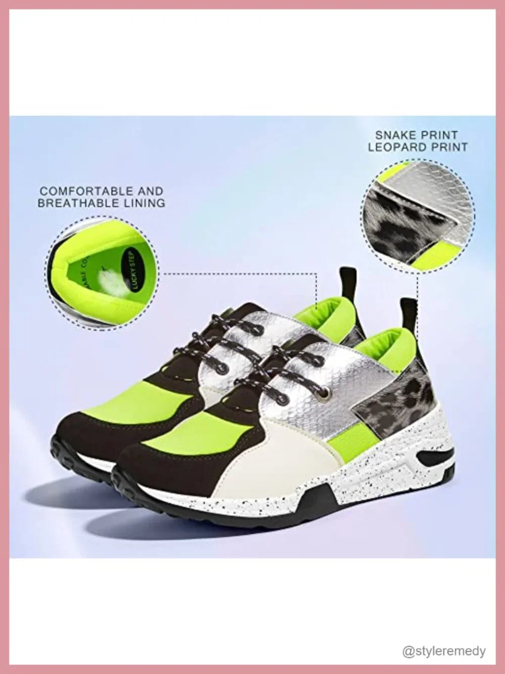 Wedge Sneakers for Women Non-Slip Rubber Sole Retro Lace Up Casual